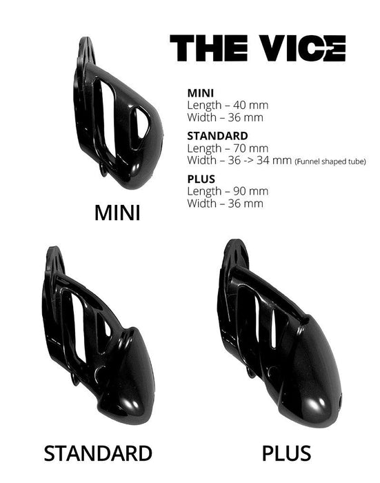 The Vice - Kuisheidskooi - Peniskooi - Chastity Cage - Zwart - Verkrijgbaar in Maten Mini Standaard en Plus-Laced-up.nl