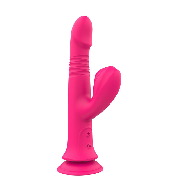 The Wave - Thruster Sucker - Stotende Vibrator met Zuignap en Clitoris Sucker - Roze-Laced-up.nl