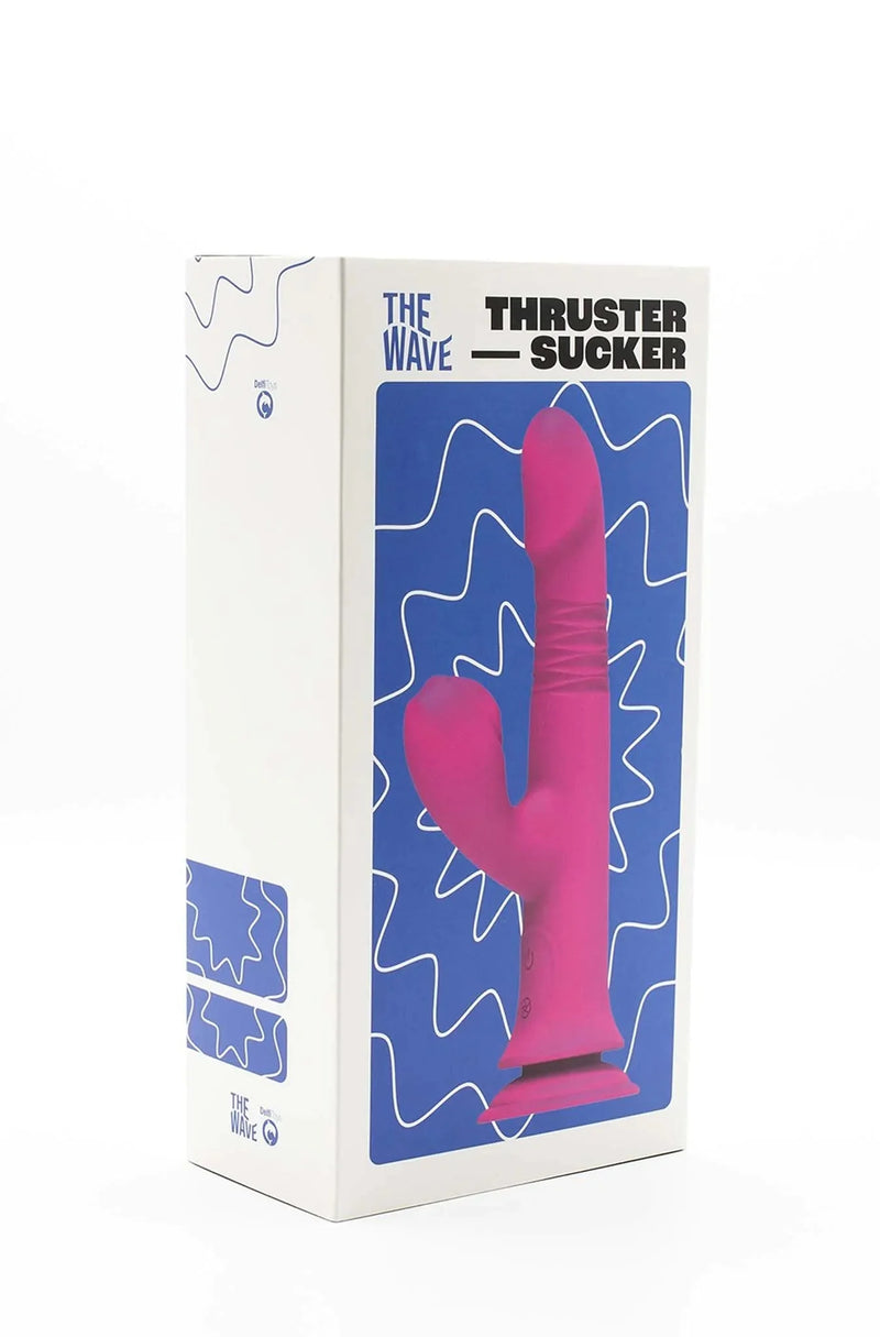 The Wave - Thruster Sucker - Stotende Vibrator met Zuignap en Clitoris Sucker - Roze-Laced-up.nl