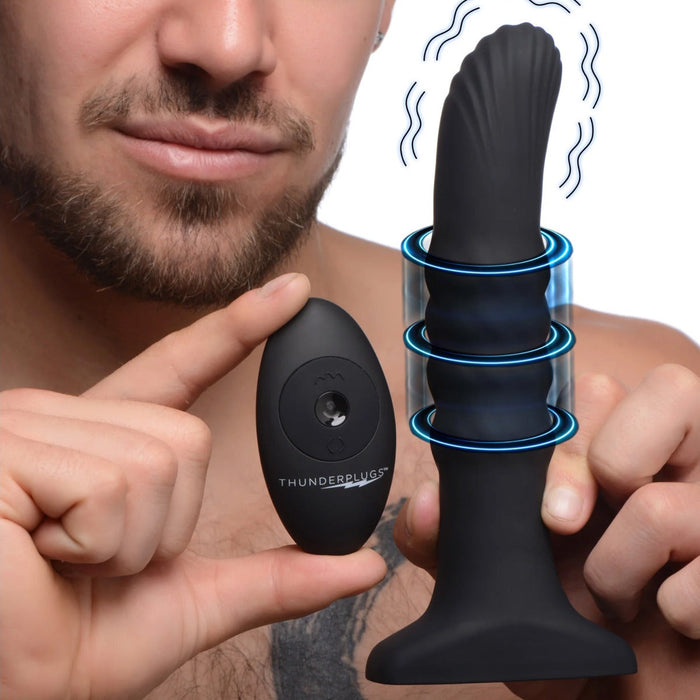 Thunder Plugs - Vibrerende Anaalplug met Bewegende Schachtring - Zwart-Laced-up.nl