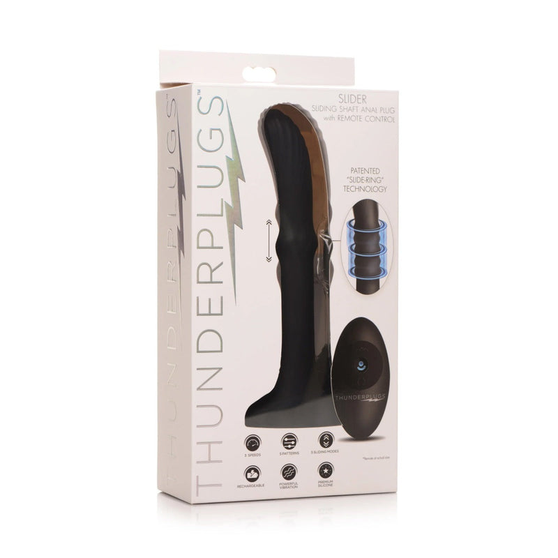 Thunder Plugs - Vibrerende Anaalplug met Bewegende Schachtring - Zwart-Laced-up.nl