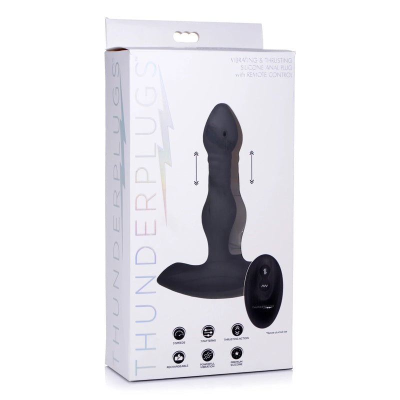 Thunder Plugs - Vibrerende en Stotende Anaalplug met Afstandsbediening- Zwart-Laced-up.nl