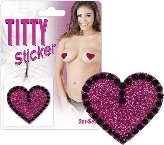 Titty Sticker - Tepelplakkers - Erotische Tepel Stikker - Roze Glitter - Hart-Laced-up.nl