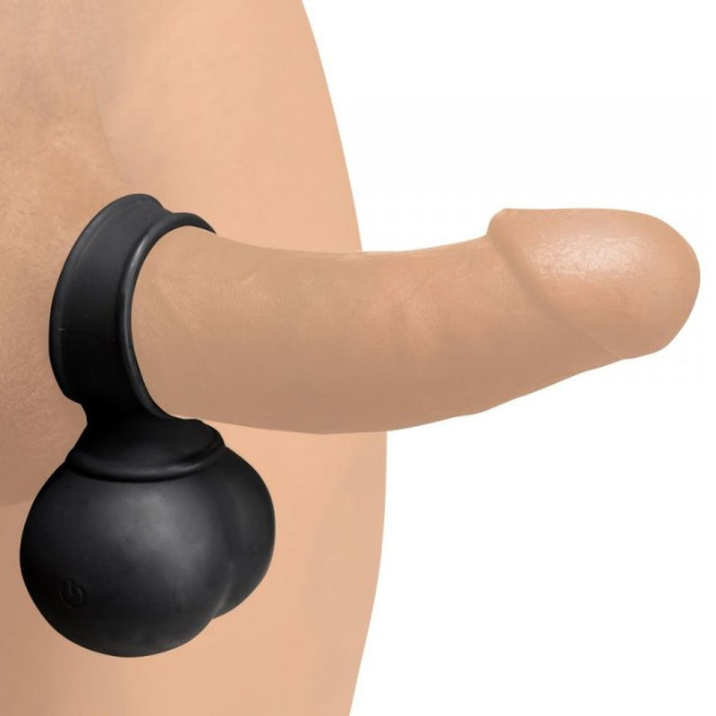 Trinity Vibes 28x Vibrerende Ball Stretcher - Zwart Siliconen-Erotiekvoordeel.nl