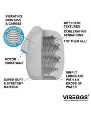 VIBEGGS - Ribs Delight - Vibrerende Masturbatie Sleeve èn Vinger Vibrator - Wit-Erotiekvoordeel.nl