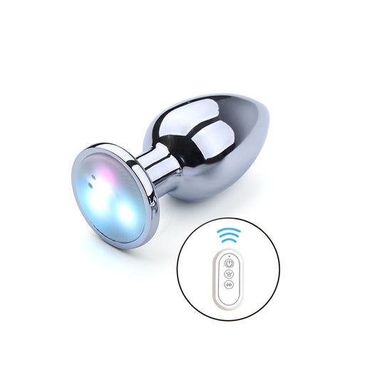 Kiotos - Vibrerende Buttplug met LED lampjes in 3 kleuren - Aluminium-Erotiekvoordeel.nl