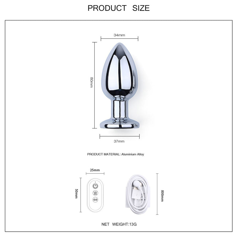 Kiotos - Vibrerende Buttplug met LED lampjes in 3 kleuren - Aluminium-Erotiekvoordeel.nl