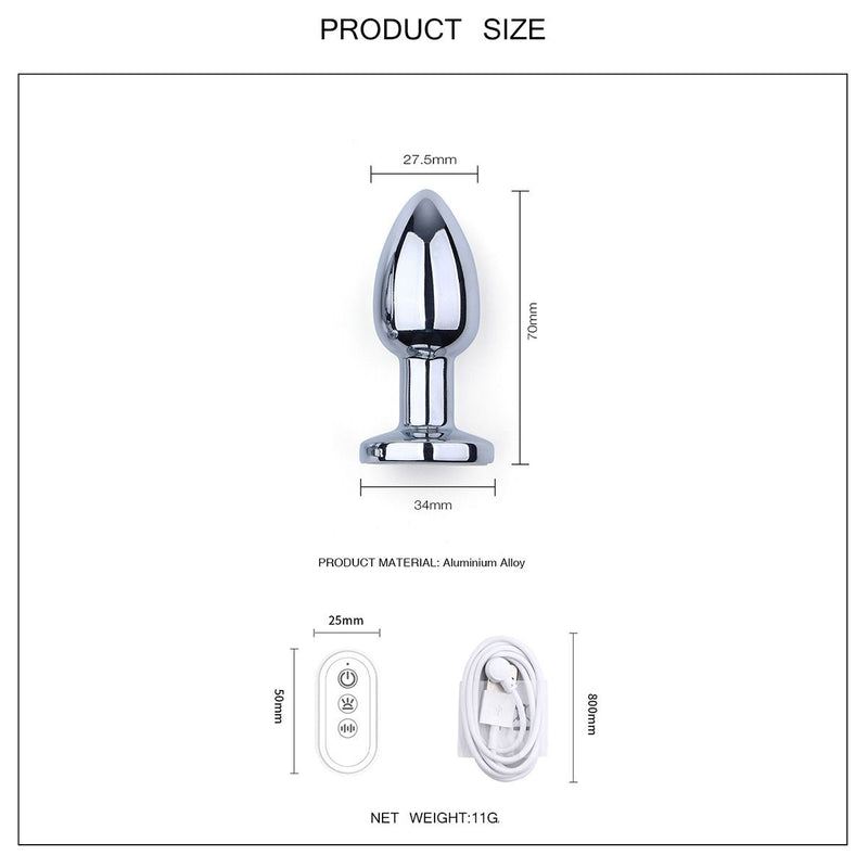 Vibrerende Buttplug met LED lampjes in 3 kleuren - Aluminium-Laced-up.nl