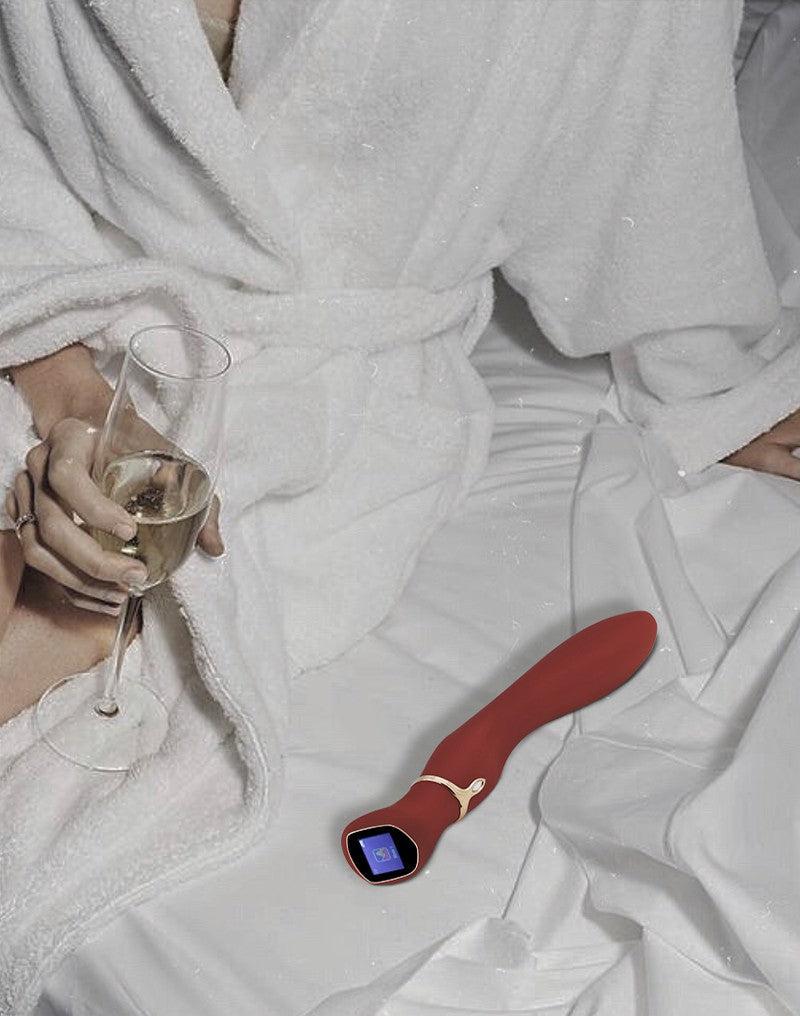 Viotec - Chance - G-Spot Vibrator - Massager - Met LCD Scherm - Goud en Wijnrood - Luxueuze Zachte Siliconen-Laced-up.nl