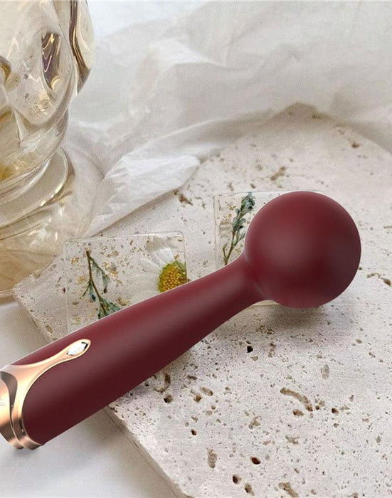 Viotec - Firelick - Mini Vibrator - Wand Vibrator - Goud en Wijnrood - Luxueus Zacht Siliconen-Laced-up.nl