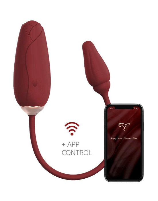 Viotec - Flora - Draagbare Vibrator met App Bediening - Wijnrood - Om Te Dragen in je Slip-Laced-up.nl