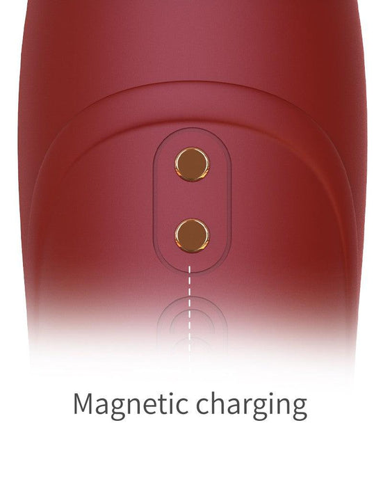 Viotec - Mina - Tarzan Vibrator - Rabbit Vibrator - Dubbele Stimuatie - Goud en Wijnrood - Luxueus Zacht Siliconen-Laced-up.nl