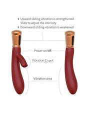 Viotec - Mina - Tarzan Vibrator - Rabbit Vibrator - Dubbele Stimuatie - Goud en Wijnrood - Luxueus Zacht Siliconen-Laced-up.nl
