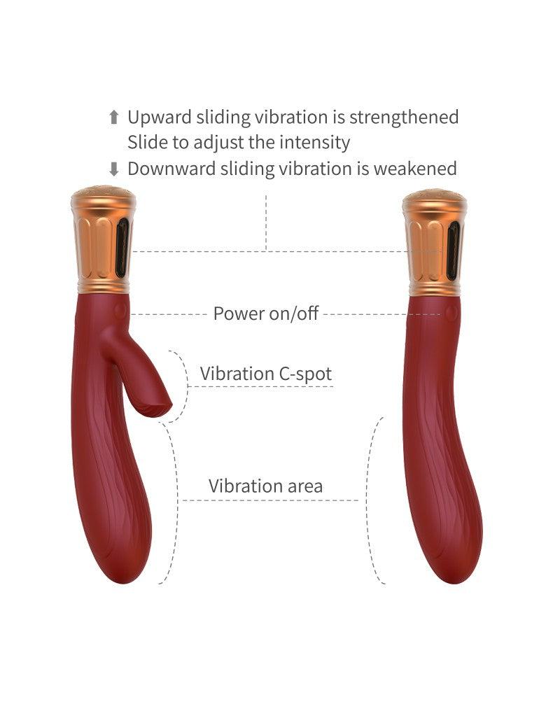 Viotec - Mina - Tarzan Vibrator - Rabbit Vibrator - Dubbele Stimuatie - Goud en Wijnrood - Luxueus Zacht Siliconen-Laced-up.nl