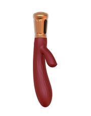 Viotec - Mina - Tarzan Vibrator - Rabbit Vibrator - Dubbele Stimuatie - Goud en Wijnrood - Luxueus Zacht Siliconen-Laced-up.nl