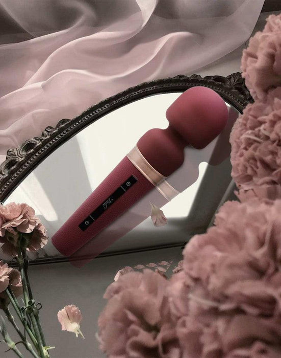 Viotec - Titan - Wand Vibrator - Massager - Goud /Wijnrood - Luxueuze Zachte Siliconen-Laced-up.nl