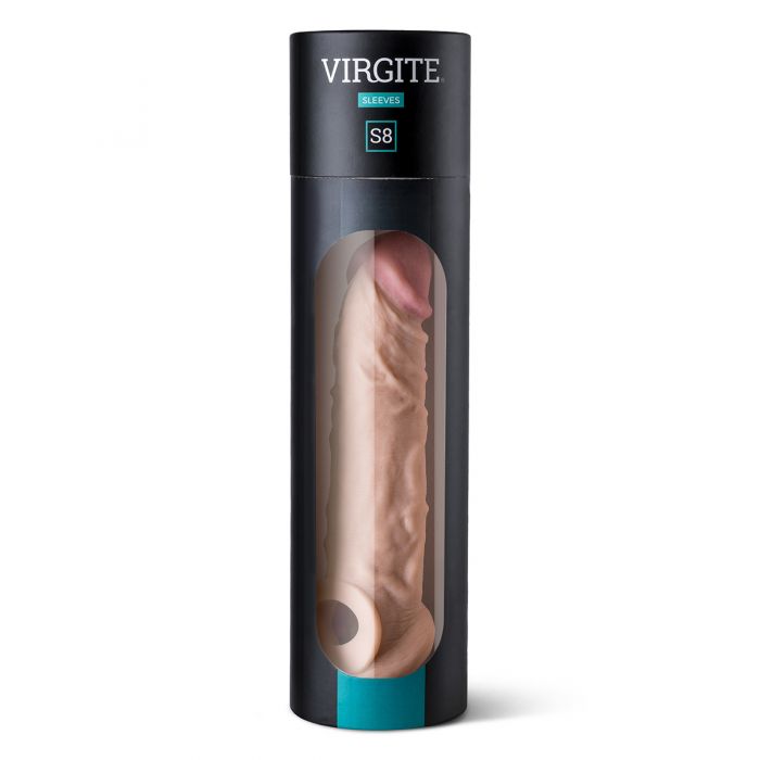 Virgite - Penis sleeve die echt aanvoelt - Met Opening Voor de Balzak - 19.8 cm - Lichte Huidskleur-Laced-up.nl