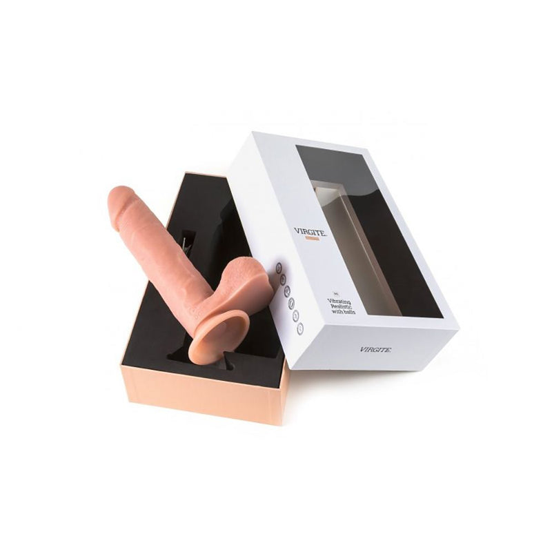 Virgite - Vibrerende dildo Van 24.5 cm Met Ballen En remote Control - Lichte Huidskleur-laced-up.nl
