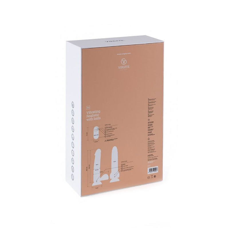 Virgite - Vibrerende dildo Van 24.5 cm Met Ballen En remote Control - Lichte Huidskleur-laced-up.nl