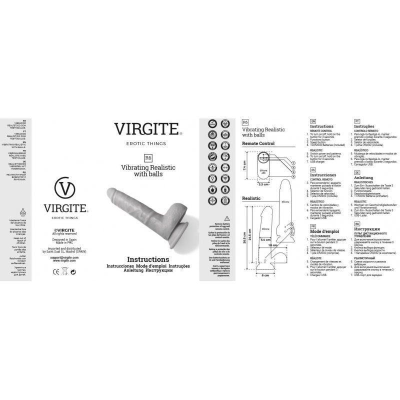 Virgite - Vibrerende dildo Van 24.5 cm Met Ballen En remote Control - Lichte Huidskleur-laced-up.nl