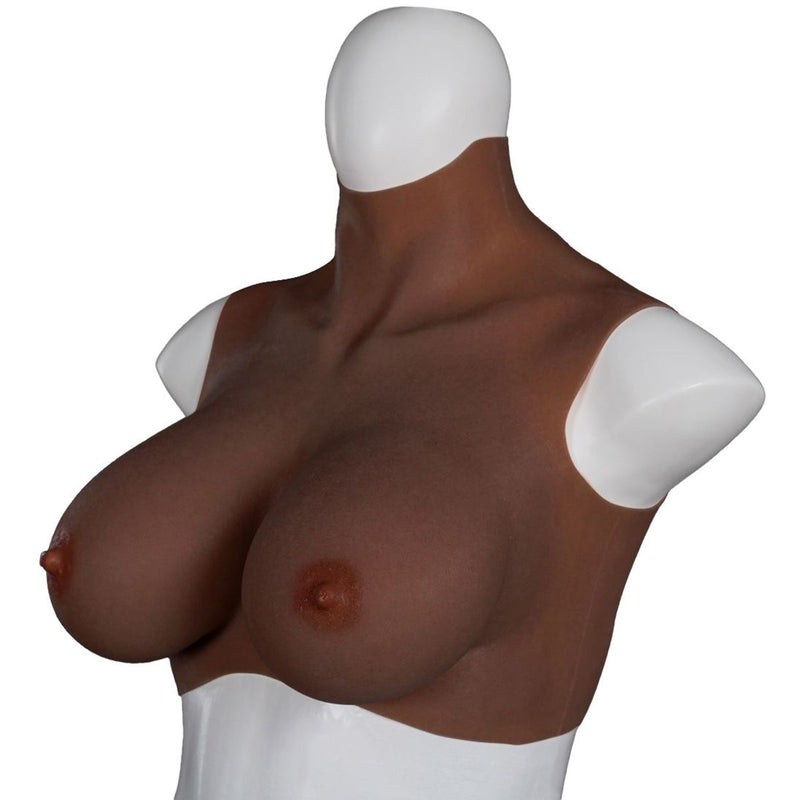 XX-DreamToys - Ultra Realistische Bodysuit - Drag - Bovenlijf Met Borsten - Bruin-Laced-up.nl