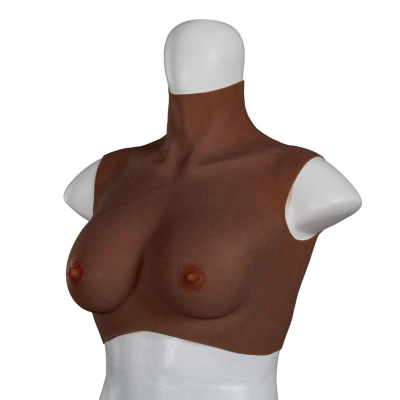 XX-DreamToys - Ultra Realistische Bodysuit - Drag - Bovenlijf Met Borsten - Bruin-Laced-up.nl