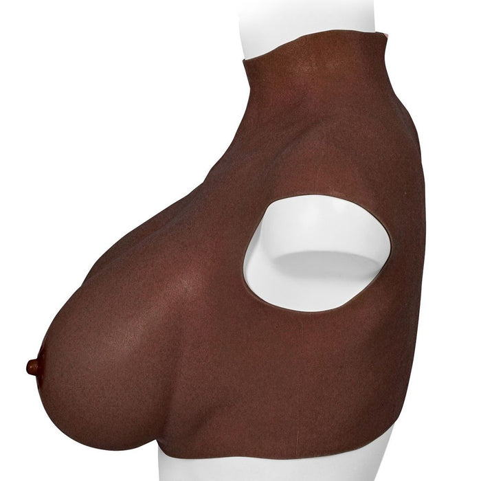 XX-DreamToys - Ultra Realistische Bodysuit - Drag - Bovenlijf Met Borsten - Bruin-Laced-up.nl