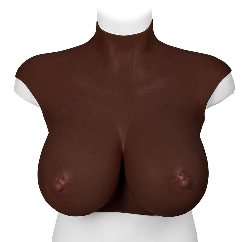 XX-DreamToys - Ultra Realistische Bodysuit - Drag - Bovenlijf Met Borsten - Bruin-Laced-up.nl