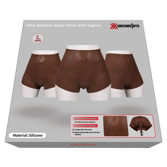 XX-DreamToys - Ultra Realistische Bodysuit Male-to-Female - Drag Queen - Vrouwentorso met Vagina - Bruin-Laced-up.nl