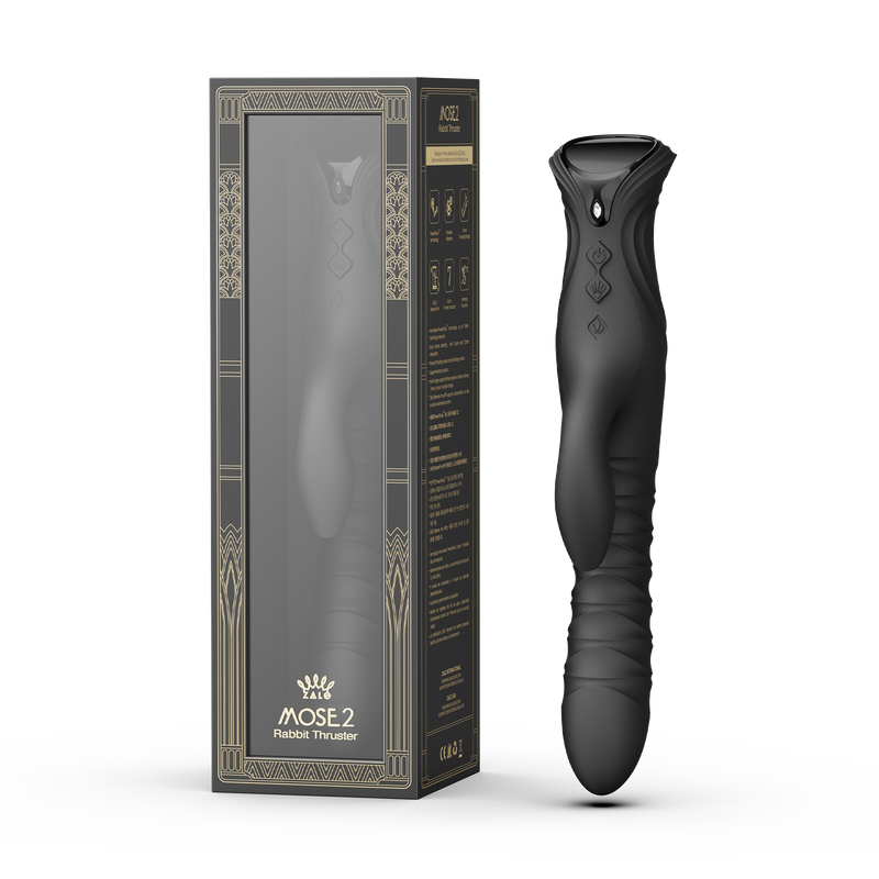 Zalo - Mose 2 - Stotende Rabbit Vibrator – Zwart-Erotiekvoordeel.nl