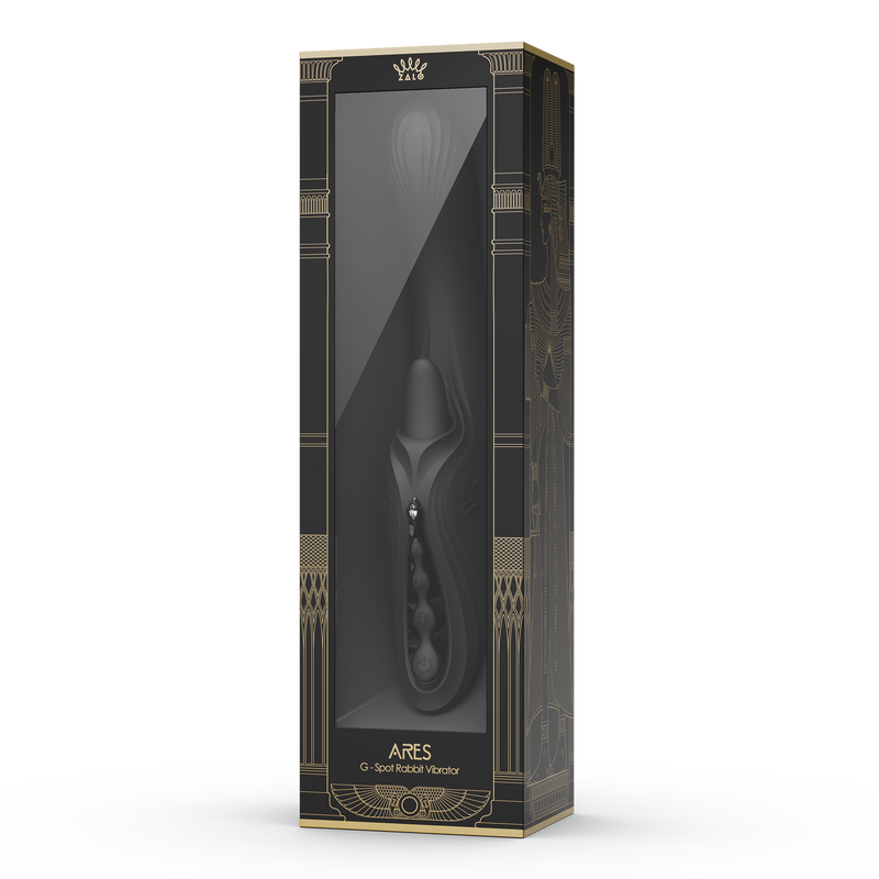 Zalo - Ares - Likkende G-Spot Rabbit Vibrator - Verwarmend - App Control - Obsidian Zwart-Erotiekvoordeel.nl