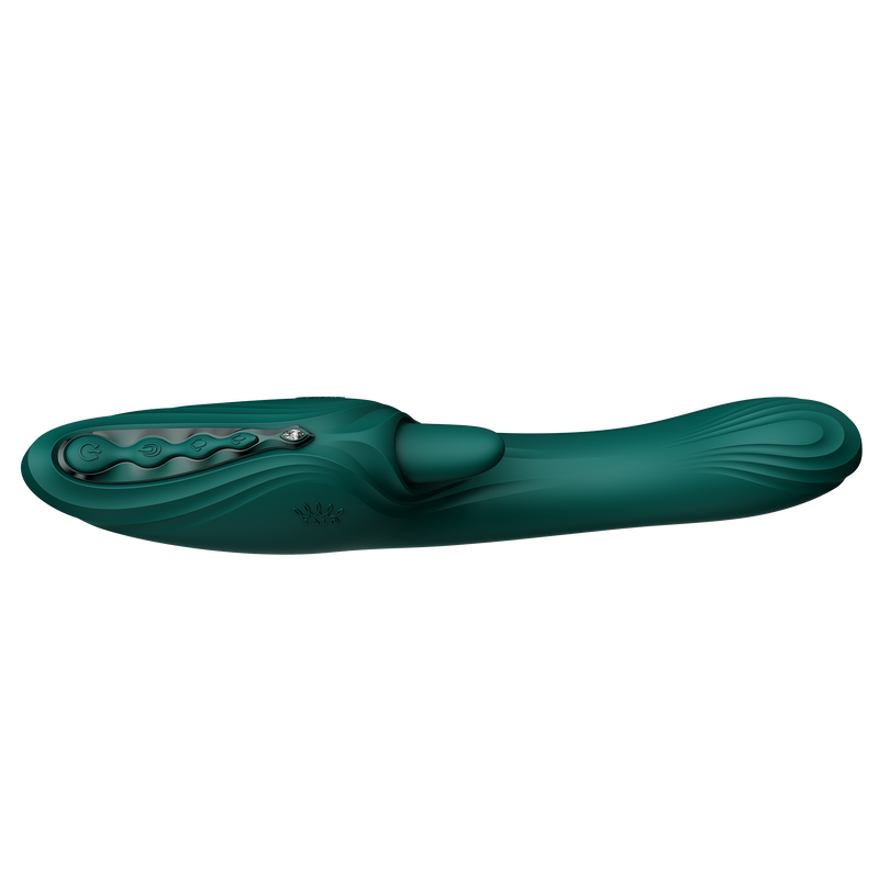 Zalo - Ares - Likkende G-Spot Rabbit Vibrator - Verwarmend - App Control - Smaragd Groen-Erotiekvoordeel.nl