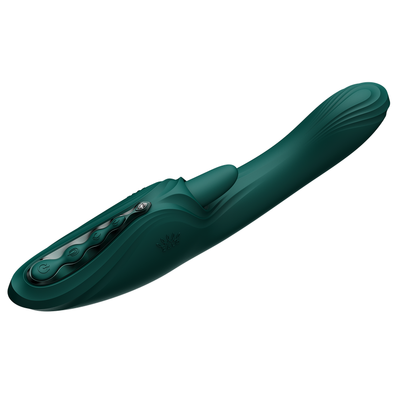 Zalo - Ares - Likkende G-Spot Rabbit Vibrator - Verwarmend - App Control - Smaragd Groen-Erotiekvoordeel.nl