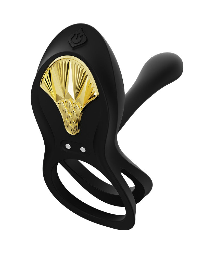 Zalo - Bayek - Vibrerende Cockring & Partner Vibrator Met Afstandsbediening - Obsidian Zwart-Laced-up.nl