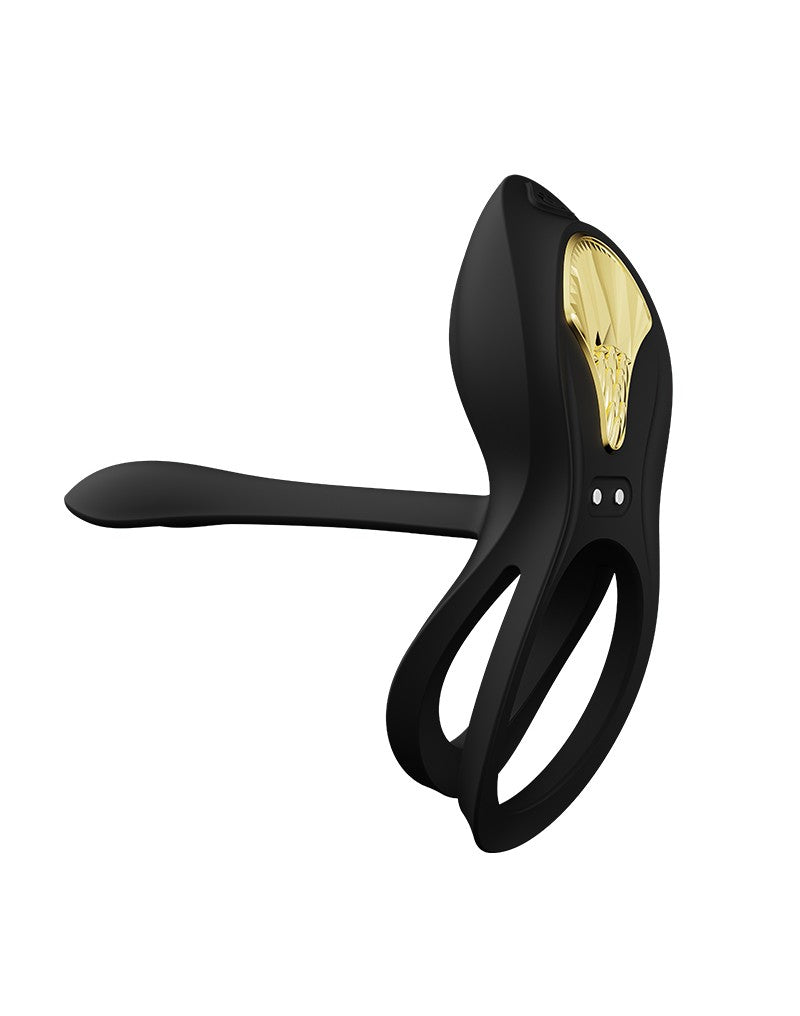 Zalo - Bayek - Vibrerende Cockring & Partner Vibrator Met Afstandsbediening - Obsidian Zwart-Laced-up.nl