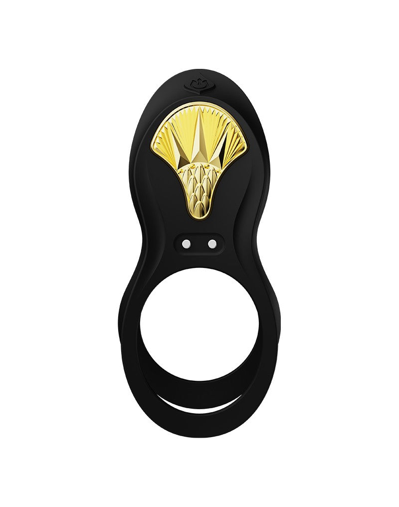 Zalo - Bayek - Vibrerende Cockring & Partner Vibrator Met Afstandsbediening - Obsidian Zwart-Laced-up.nl