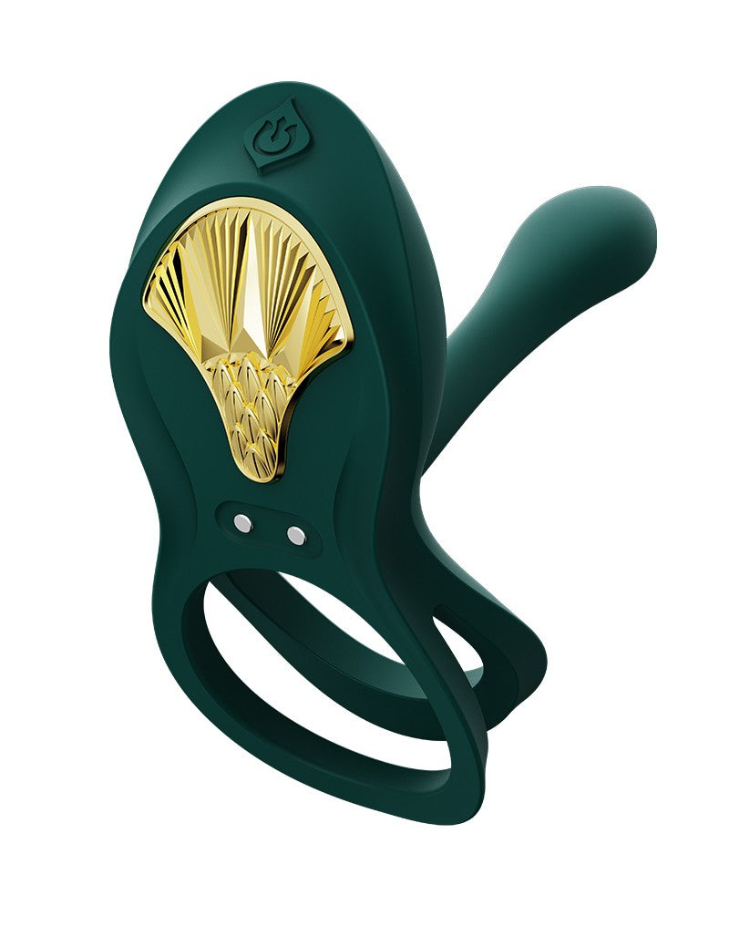 Zalo - Bayek - Vibrerende Cockring & Partner Vibrator Met Afstandsbediening - Smaragdgroen-Laced-up.nl
