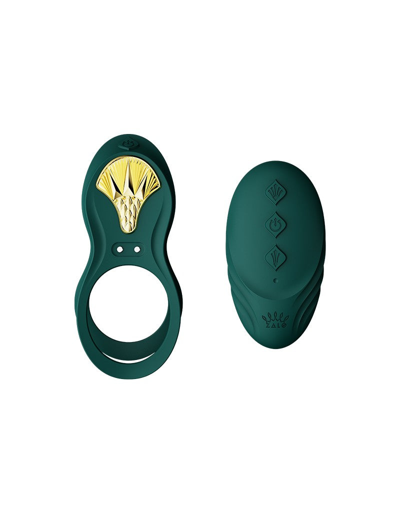 Zalo - Bayek - Vibrerende Cockring & Partner Vibrator Met Afstandsbediening - Smaragdgroen-Laced-up.nl