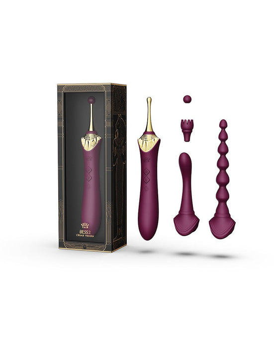 Zalo - Bess 2 - Verwarmde Pinpoint Clitoris Vibrator- Met Extra opzetstukken - Amethyst Paars-Laced-up.nl