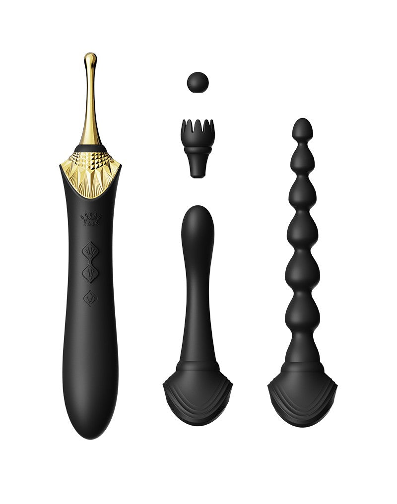 Zalo - Bess 2 - Verwarmde Pinpoint Clitoris Vibrator- Met Extra opzetstukken - Obsidian Zwart-Laced-up.nl