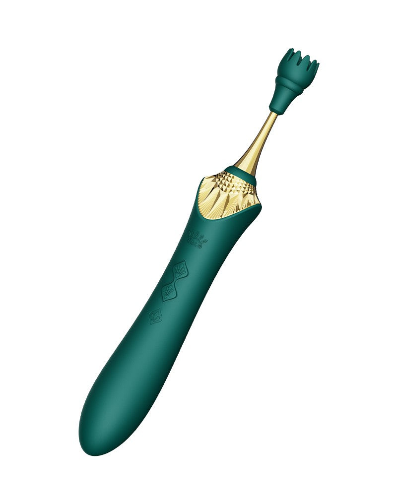 Zalo - Bess 2 - Verwarmde Pinpoint Clitoris Vibrator- Met Extra opzetstukken - Smaragdgroen-Laced-up.nl