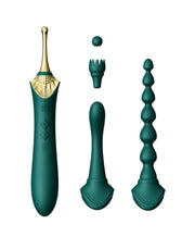 Zalo - Bess 2 - Verwarmde Pinpoint Clitoris Vibrator- Met Extra opzetstukken - Smaragdgroen-Laced-up.nl