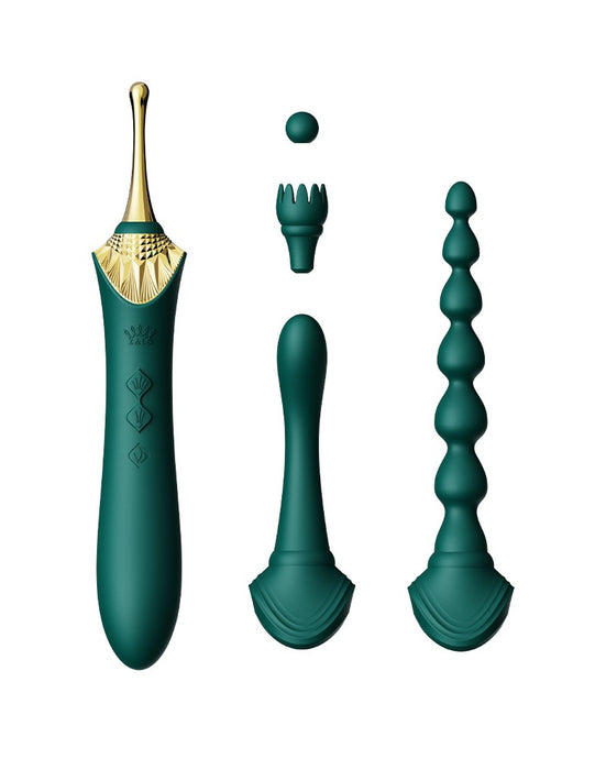 Zalo - Bess 2 - Verwarmde Pinpoint Clitoris Vibrator- Met Extra opzetstukken - Smaragdgroen-Laced-up.nl