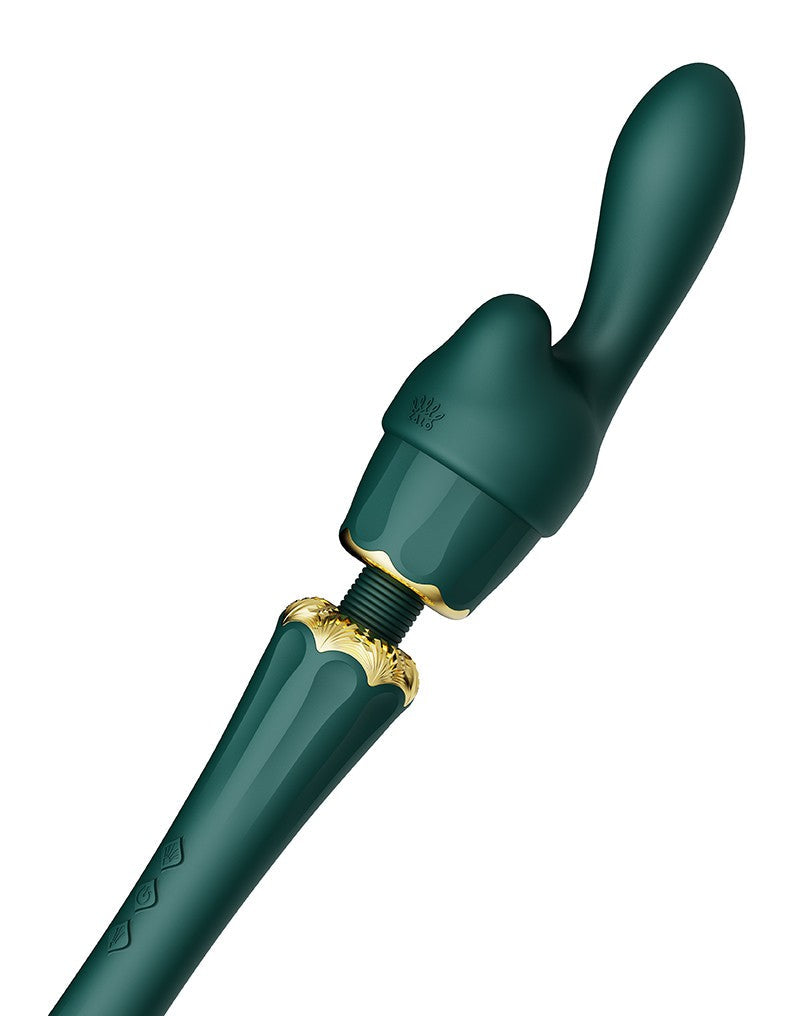 Zalo - Kyro - Wand Vibrator - Met 2 Opzetstukken - Smaragdgroen-Erotiekvoordeel.nl