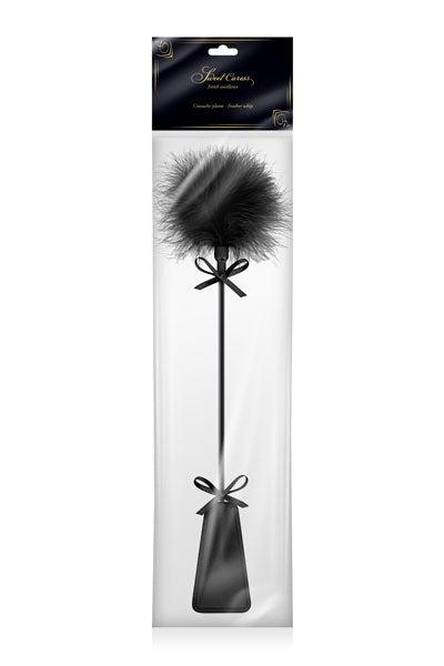 Sweet Caress - Zweepje Met pompom Van Zwarte Veertjes-Laced-up.nl