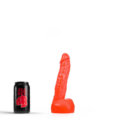 All Red - Dildo Met Scrotum - 22 x 4,5 cm - Rood-Erotiekvoordeel.nl