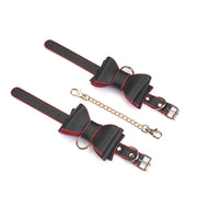 Liebe Seele - Leather Handcuffs with Bow - Black/Red - Laced-up.nl