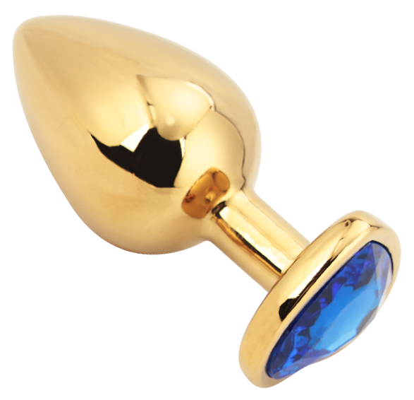PLGZ - Heart shape Anal Plug large gold - dark blue-Erotiekvoordeel.nl