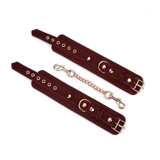 Liebe Seele - Metallic Shade Red - Vegan PU Lederen Polsboeien - Rood/Rosé Goud-Erotiekvoordeel.nl