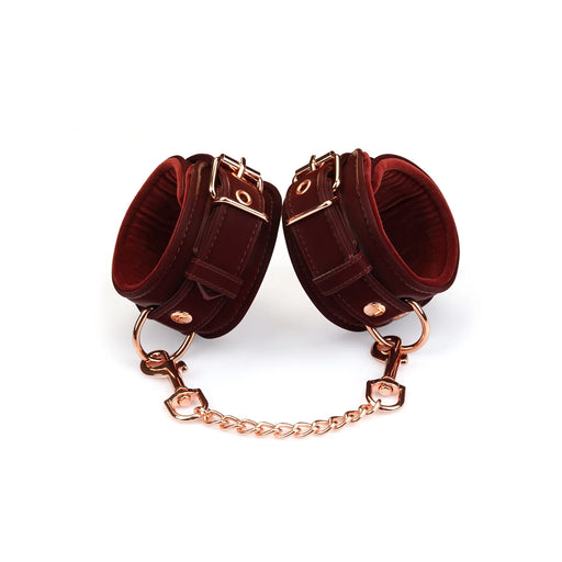 Liebe Seele - Metallic Shade Red - Vegan PU Lederen Polsboeien - Rood/Rosé Goud-Erotiekvoordeel.nl